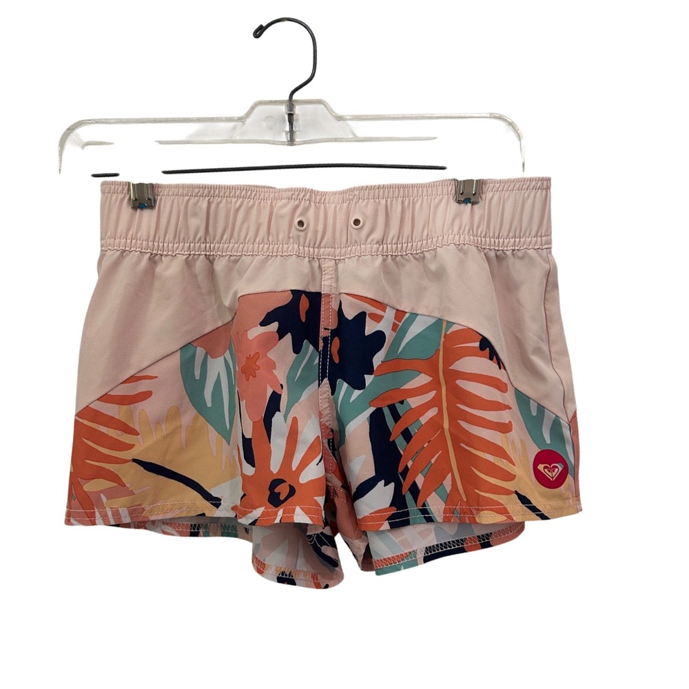 Roxy Board Shorts Tropical Floral Palm Print Peach Pink Beach Swim XS